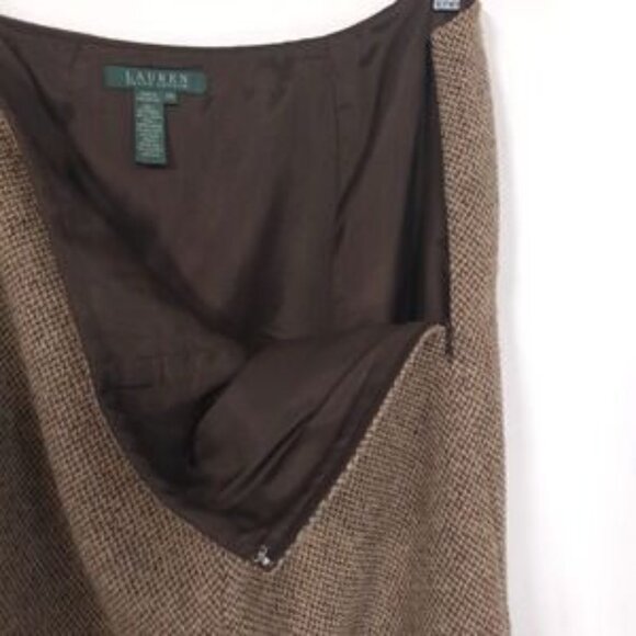 LAUREN RALPH LAUREN Women's Size‎ 14W Skirt VIRGIN WOOL Flare Brown - Picture 7 of 9